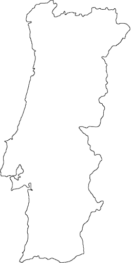 Desenho de Mapa mudo de Portugal com Regiões para colorir