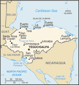 Mapa  República das Honduras