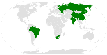 Mapa dos países BRICS