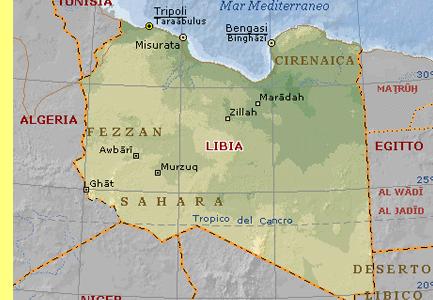 Mapa da Líbia.
