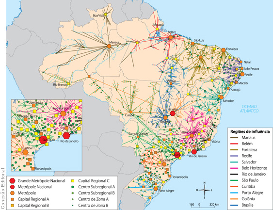 Rede Urbana Brasil 2007 Fonteinstituto Geográfico E Cartográfico Igc São Paulo 2003 9925